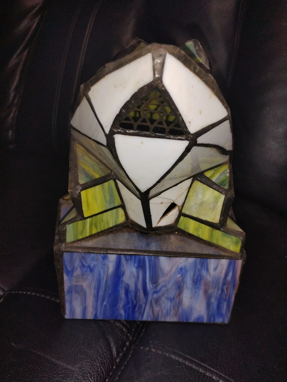 Stained Glass Frog Lamp - Green/Yellow & Blue Reptile Accent